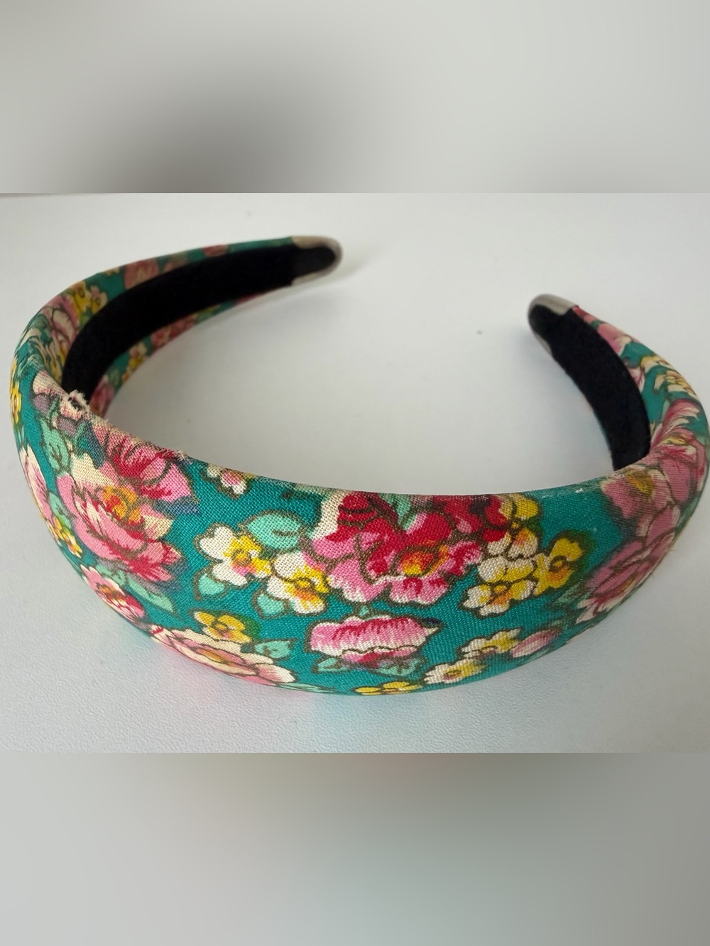 Floral Padded Headband in Teal and Pink